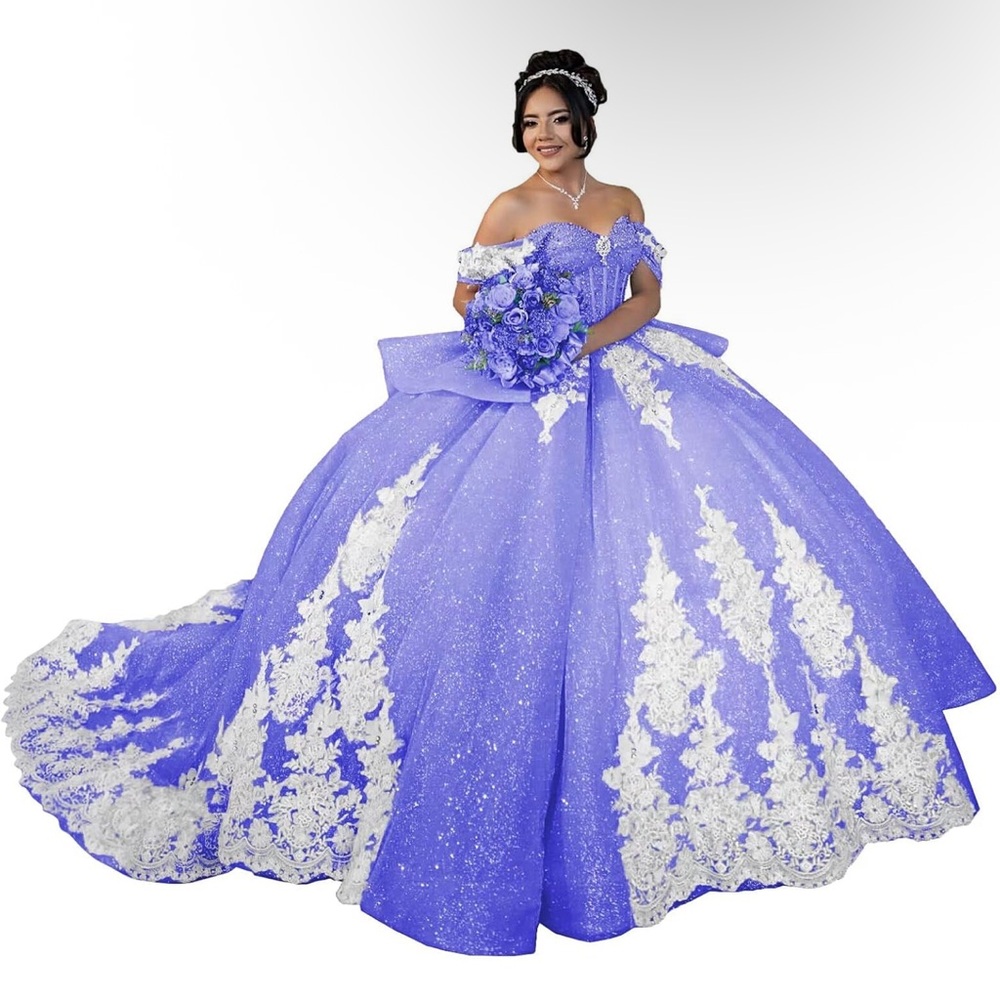 Elegant Off-Shoulder Purple Ball Gown